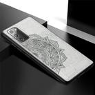 For Samsung Galaxy Note 20 Mandala Embossed Cloth + PC + TPU Mobile Phone Case with Magnetic Function & Hand Strap(Grey) - 3
