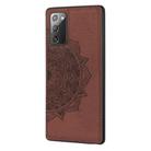 For Samsung Galaxy Note 20 Mandala Embossed Cloth + PC + TPU Mobile Phone Case with Magnetic Function & Hand Strap(Brown) - 2