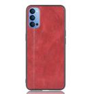 For Oppo Reno4 4G International Edition Shockproof Sewing Cow Pattern Skin PC + PU + TPU Case(Red) - 2