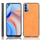 For Oppo Reno4 4G International Edition Shockproof Sewing Cow Pattern Skin PC + PU + TPU Case(Orange) - 1