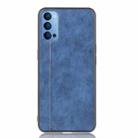 For Oppo Reno4 4G International Edition Shockproof Sewing Cow Pattern Skin PC + PU + TPU Case(Blue) - 1
