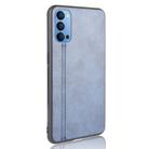 For Oppo Reno4 4G International Edition Shockproof Sewing Cow Pattern Skin PC + PU + TPU Case(Blue) - 2