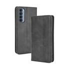 For OPPO Reno4 Pro 4G Magnetic Buckle Retro Crazy Horse Texture Horizontal Flip Leather Case, with Holder & Card Slots & Photo Frame(Black) - 1