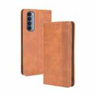 For OPPO Reno4 Pro 4G Magnetic Buckle Retro Crazy Horse Texture Horizontal Flip Leather Case, with Holder & Card Slots & Photo Frame(Brown) - 1