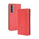 For OPPO Reno4 Pro 4G Magnetic Buckle Retro Crazy Horse Texture Horizontal Flip Leather Case, with Holder & Card Slots & Photo Frame(Red) - 1