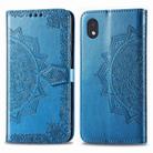 For Motorola One Fusion Plus Mandala Flower Embossed Horizontal Flip Leather Case with Bracket / Card Slot / Wallet / Lanyard(Blue) - 1