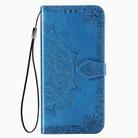 For Motorola One Fusion Plus Mandala Flower Embossed Horizontal Flip Leather Case with Bracket / Card Slot / Wallet / Lanyard(Blue) - 2