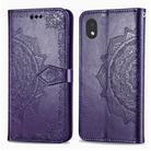 For Motorola One Fusion Plus Mandala Flower Embossed Horizontal Flip Leather Case with Bracket / Card Slot / Wallet / Lanyard(Purple) - 1