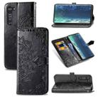 For Motorola Edge Mandala Flower Embossed Horizontal Flip Leather Case with Bracket / Card Slot / Wallet / Lanyard(Black) - 1