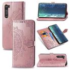 For Motorola Edge Mandala Flower Embossed Horizontal Flip Leather Case with Bracket / Card Slot / Wallet / Lanyard(Rose Gold) - 1