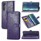 For Motorola Edge Mandala Flower Embossed Horizontal Flip Leather Case with Bracket / Card Slot / Wallet / Lanyard(Purple) - 1