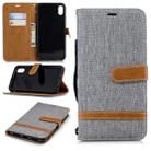 Color Matching Denim Texture Leather Case for iPhone XR, with Holder & Card Slots & Wallet & Lanyard(Gray) - 1