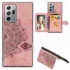 For Samsung Galaxy Note 20 Mandala Embossed Magnetic Cloth PU + TPU + PC Case with Holder & Card Slots & Wallet & Photo Frame & Strap(Rose Gold) - 1