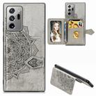 For Samsung Galaxy Note 20 Mandala Embossed Magnetic Cloth PU + TPU + PC Case with Holder & Card Slots & Wallet & Photo Frame & Strap(Gray) - 1
