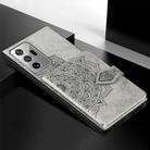 For Samsung Galaxy Note 20 Mandala Embossed Magnetic Cloth PU + TPU + PC Case with Holder & Card Slots & Wallet & Photo Frame & Strap(Gray) - 2