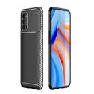 For OPPO Reno4 4G Global Official Version Carbon Fiber Texture Shockproof TPU Case(Black) - 1