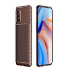 For OPPO Reno4 4G Global Official Version Carbon Fiber Texture Shockproof TPU Case(Brown) - 1
