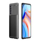 For OPPO Reno4 Pro 4G Global Official Version Carbon Fiber Texture Shockproof TPU Case(Black) - 1