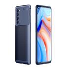 For OPPO Reno4 Pro 4G Global Official Version Carbon Fiber Texture Shockproof TPU Case(Blue) - 1