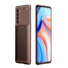 For OPPO Reno4 Pro 4G Global Official Version Carbon Fiber Texture Shockproof TPU Case(Brown) - 1
