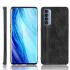 For Oppo Reno4 Pro 4G Shockproof Sewing Cow Pattern Skin PC + PU + TPU Case(Black) - 1