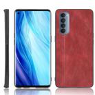 For Oppo Reno4 Pro 4G Shockproof Sewing Cow Pattern Skin PC + PU + TPU Case(Red) - 1
