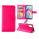 For OPPO Reno4 Crazy Horse Texture Leather Horizontal Flip Protective Case with Holder & Card Slots & Wallet & Photo Frame(Magenta) - 1