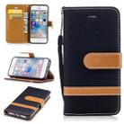 Color Matching Denim Texture Leather Case for iPhone 5 &  Se , with Holder & Card Slots & Wallet & Lanyard(Black) - 1