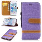 Color Matching Denim Texture Leather Case for iPhone 5 &  Se , with Holder & Card Slots & Wallet & Lanyard(Purple) - 1