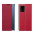 For Samsung Galaxy Note20 Ultra Side Window Display with Magnetic Suction / Bracket / Sleep Function / Plain Leather + PC Flip Phone Case(Red) - 1