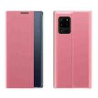 For Samsung Galaxy Note20 Ultra Side Window Display with Magnetic Suction / Bracket / Sleep Function / Plain Leather + PC Flip Phone Case(Rose Gold) - 1