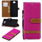 Color Matching Denim Texture Leather Case for Sony Xperia 10 / XA3, with Holder & Card Slots & Wallet & Lanyard(Rose Red) - 1