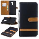 Color Matching Denim Texture Leather Case for Xiaomi Pocophone F1, with Holder & Card Slots & Wallet & Lanyard(Black) - 1
