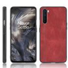 For OnePlus Nord Shockproof Sewing Cow Pattern Skin PC + PU + TPU Case(Red) - 1