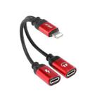 ENKAY ENK-AT104 8 Pin to Dual 8 Pin Charging Listen to Songs Aluminum Alloy Adapter Conversion Cable(Red) - 1