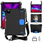 For iPad Air 2022 / 2020 10.9 Honeycomb Design EVA + PC Material Four Corner Anti Falling Flat Protective Shell with Strap(Black+Blue) - 1