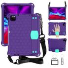 For iPad Air 2022 / 2020 10.9 Honeycomb Design EVA + PC Material Four Corner Anti Falling Flat Protective Shell with Strap(Purple+Mint Green) - 1