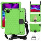 For iPad Air 2022 / 2020 10.9 Honeycomb Design EVA + PC Material Four Corner Anti Falling Flat Protective Shell with Strap(Green+Black) - 1