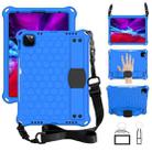 For iPad Air 2022 / 2020 10.9 Honeycomb Design EVA + PC Material Four Corner Anti Falling Flat Protective Shell with Strap(Blue+Black) - 1