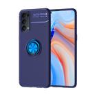 For OPPO Reno4 4G Metal Ring Holder 360 Degree Rotating TPU Case(Blue+Blue) - 1