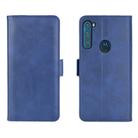 For Motorola One Fusion+ Dual-side Magnetic Buckle Horizontal Flip Leather Case with Holder & Card Slots & Wallet(Dark Blue) - 2