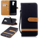 Color Matching Denim Texture Leather Case for LG G7, with Holder & Card Slots & Wallet & Lanyard(Black) - 1