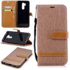 Color Matching Denim Texture Leather Case for LG G7, with Holder & Card Slots & Wallet & Lanyard(Brown) - 1