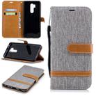 Color Matching Denim Texture Leather Case for LG G7, with Holder & Card Slots & Wallet & Lanyard(Gray) - 1