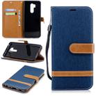 Color Matching Denim Texture Leather Case for LG G7, with Holder & Card Slots & Wallet & Lanyard(Dark Blue) - 1
