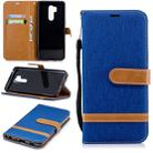 Color Matching Denim Texture Leather Case for LG G7, with Holder & Card Slots & Wallet & Lanyard(Royal Blue) - 1