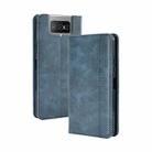 For Asus Zenfone 7 ZS670KS/Zenfone 7 Pro ZS671KS Magnetic Buckle Retro Crazy Horse Texture Horizontal Flip Leather Case  , with Holder & Card Slots & Photo Frame(Blue) - 1