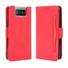 For Asus Zenfone 7 ZS670KS/Zenfone 7 Pro ZS671KS Wallet Style Skin Feel Calf Pattern Leather Case ，with Separate Card Slot(Red) - 1