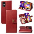 For Samsung Galaxy M31s Solid Color Leather Buckle Phone Case with Lanyard & Photo Frame & Card Slot & Wallet & Stand Function(Red) - 1