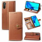 For Huawei Mate 40 Lite/Maimang 9 Solid Color Leather Buckle Phone Case with Lanyard & Photo Frame & Card Slot & Wallet & Stand Function(Brown) - 1